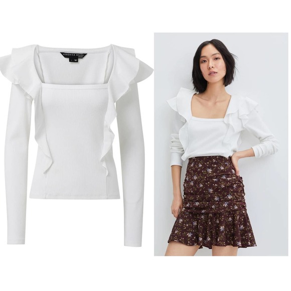Veronica Beard Tops - VERONICA BEARD Gidea Ruffled White Romantic Top Sz XL NWT